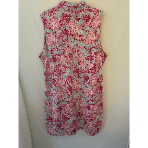 Emerald 18 Womens XL Golf Dress Pink Tropical Coral Palm Tree Quarter ZipStretch - Picture 4 of 4